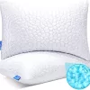 2-Pack Cooling Bed Pillows for Sleeping Adjustable Gel Shredded Memory Foam Pillows Queen Size Set of 2 - Luxury Bamboo Pillows for Side Back Sleepers Washable Removable Cover CertiPUR-US Certified