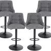 ALPHA HOME Swivel Bar Stools Set of 4 Adjustable Airlift Counter Height Bar Stool Kitchen Dining Cafe Hydraulic PU Leather Bar Chair with Padded Back and Black Chromed Metal Base (4, Grey)