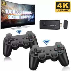 Wireless Retro Game Console,Plug and Play Video Game Stick Built in 10000+ Games,4K Output, 9 Classic Emulators, with Dual 2.4G Wireless Controllers,Birthday Gifts Choice for Children/Adults(64G)