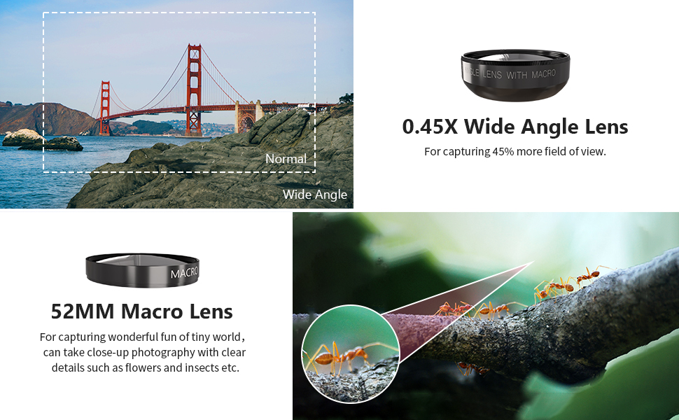 MM zoom or telephoto macro wide angle lens options
