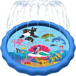 SplashEZ 89’’ Extra Large Splash Pad for Kids and Dogs Great Outdoor Toys for Toddlers 1-3 and Kids Ages 4-8 | Wading Pool for Backyard Sprinkler for Kids | Pool Plastic Dog Water Summer Toys