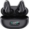 Ertuly Wireless Ear Clip Bone Conduction Earbuds Open Headphones Bluetooth for Android iPhone, Sport with Earhooks Up to 16 Hours Playtime Waterproof Outer Headphones, Black,