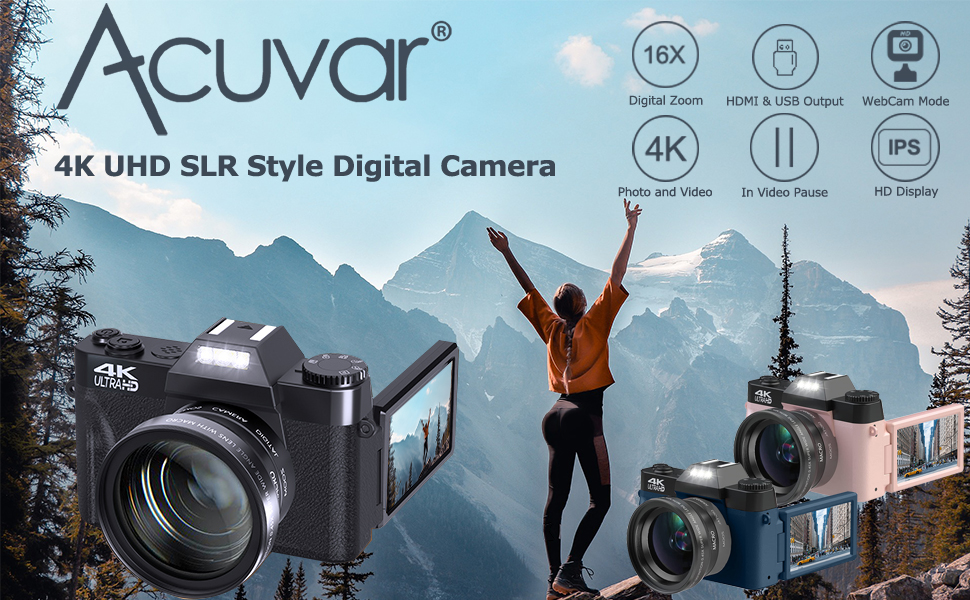 4K Digital Camera for Photography Acuvar