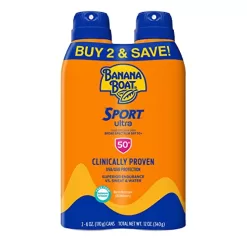 Banana Boat Sport Ultra Sunscreen Spray, Broad Spectrum, SPF 50, 6oz. - Twin Pack