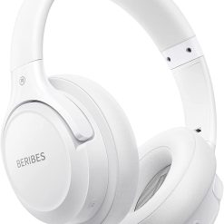 Bluetooth Headphones Over Ear,BERIBES 65H Playtime and 6 EQ Music Modes Wireless Headphones with Microphone,HiFi Stereo Foldable Lightweight Headset, Deep Bass for Home Office Cellphone PC TV (White)