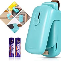 Mini Bag Sealer, ROMSTO Handheld Heat Vacuum Sealer, 2 in 1 Heat Sealer and Cutter with Lanyard, Portable Bag Resealer Machine for Plastic Bags Food Storage Snacks Freshness (2xAA Batteries Included)