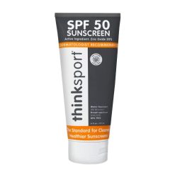 Thinksport SPF 50+ Mineral Sunscreen – Safe, Natural Sunblock for Sports & Active Use - Water Resistant Sun Cream –UVA/UVB Sun Protection – Vegan, Reef Friendly Sun Lotion, 6oz