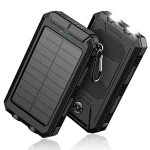 Solar-Charger-Power-Bank - 36800mAh Portable Charger,QC3.0 Fast Charger Dual USB Port Built-in Led Flashlight and Compass for All Cell Phone and Electronic Devices(Black)