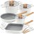 Cookware Set Non-Stick Scratch Resistant 100% PFOA Free Induction Aluminum Pots and Pans Set with Cooking Utensil Pack -15 – Grey&White