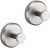 HOME SO Suction Cup Hooks for Shower, Bathroom, Kitchen, Glass Door, Mirror, Tile – Loofah, Towel, Coat, Bath Robe Hook Holder for Hanging up to 15 lbs – Polished Matte Chrome, Brushed Nickel (2-pack)