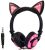 Kids Headphones with Cat Ears,LED Light Chargeable Earphones for Kids Teens Adults, Compatible for iPad,Tablet,Computer,Mobile Phone LX-R107 (Black&Pink)